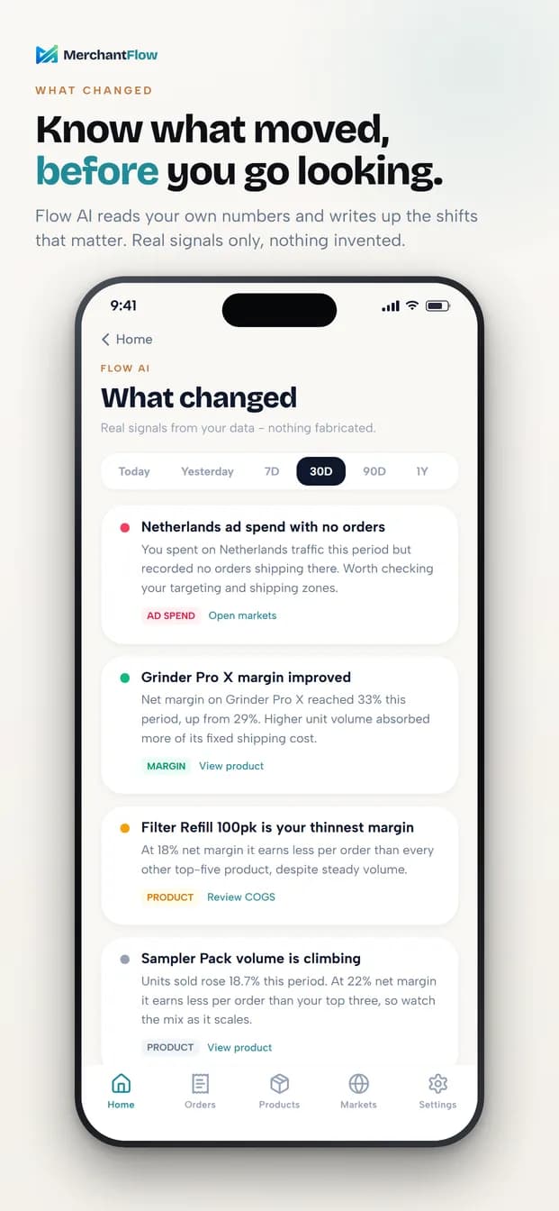 Insights screen with a Flow AI summary